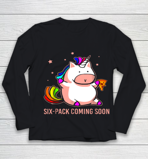 Unicorn Six Pack Funny Cute Shirt Coming Soon Fat Unicorn Youth Long Sleeve
