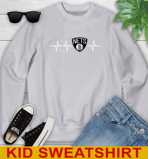 Brooklyn Nets NBA Basketball Heart Beat Shirt Youth Sweatshirt 3