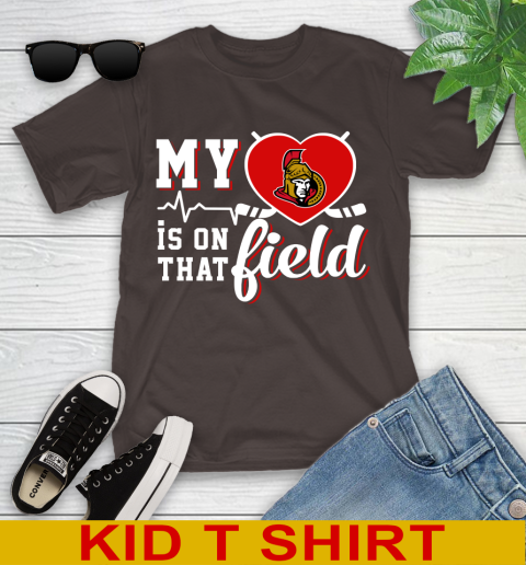 NHL My Heart Is On That Field Hockey Sports Ottawa Senators Youth T-Shirt 6