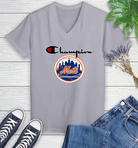 MLB Baseball New York Mets Champion Shirt Women's V-Neck T-Shirt 2