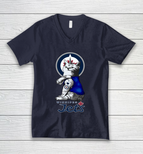 NHL My Cat Loves Winnipeg Jets Hockey V-Neck T-Shirt 2