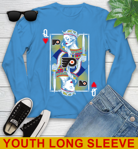 NHL Hockey Philadelphia Flyers The Queen Of Hearts Card Shirt Youth Long Sleeve 8