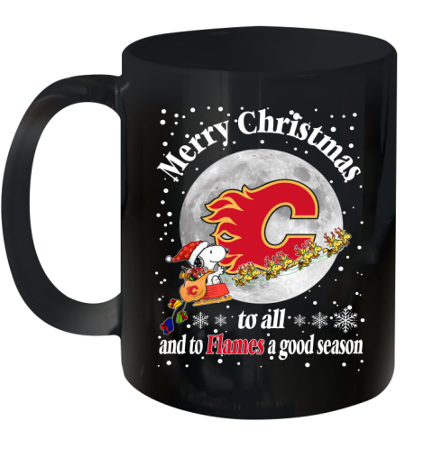 Calgary Flames Merry Christmas To All And To Flames A Good Season NHL Hockey Sports Ceramic Mug 11oz