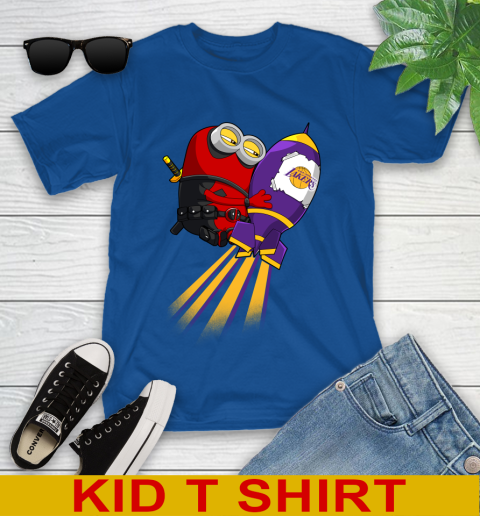 NBA Basketball Los Angeles Lakers Deadpool Minion Marvel Shirt Youth T-Shirt 10