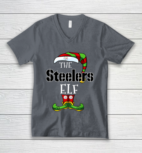 Pittsburgh Steelers Christmas ELF Funny NFL V-Neck T-Shirt 4