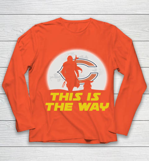 Chicago Bears NFL Football Star Wars Yoda And Mandalorian This Is The Way Youth Long Sleeve 3