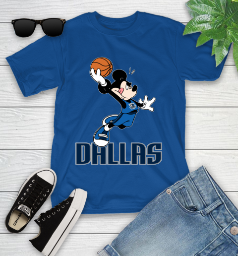 NBA Basketball Dallas Mavericks Cheerful Mickey Mouse Shirt Youth T-Shirt 9
