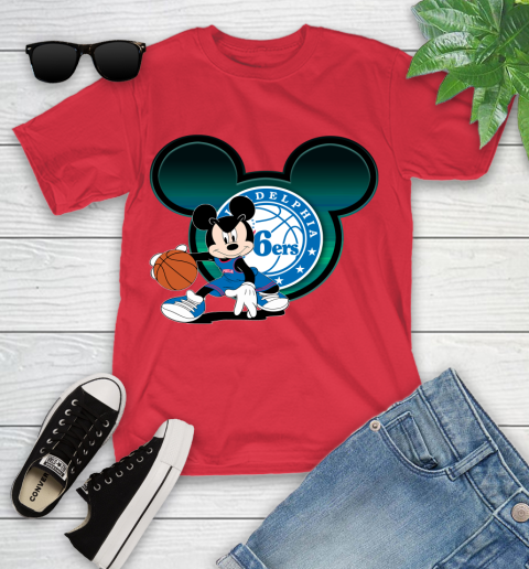 NBA Philadelphia 76ers Mickey Mouse Disney Basketball Youth T-Shirt 22