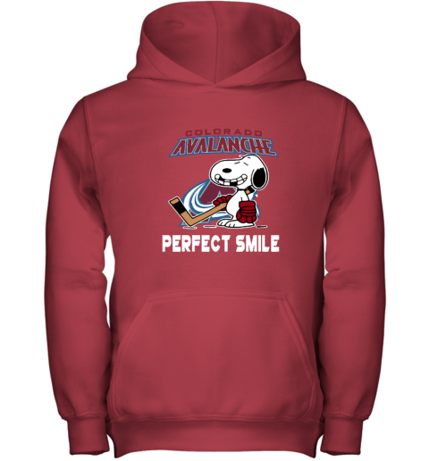 ve84 colorado avalanche snoopy perfect smile the peanuts youth hoodie 43 front red