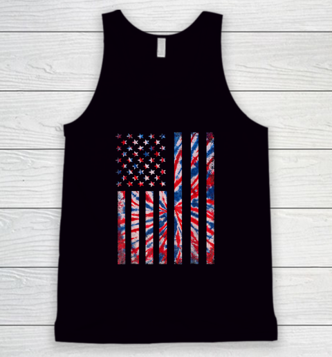 Red White Blue Tie Dye American Flag Vintage 4th Of July Tank Top