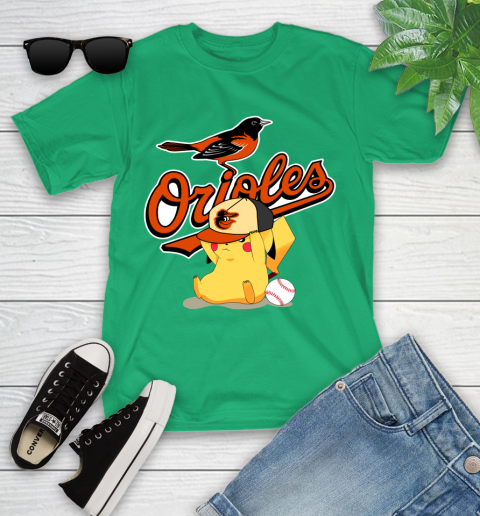 MLB Pikachu Baseball Sports Baltimore Orioles Youth T-Shirt 6