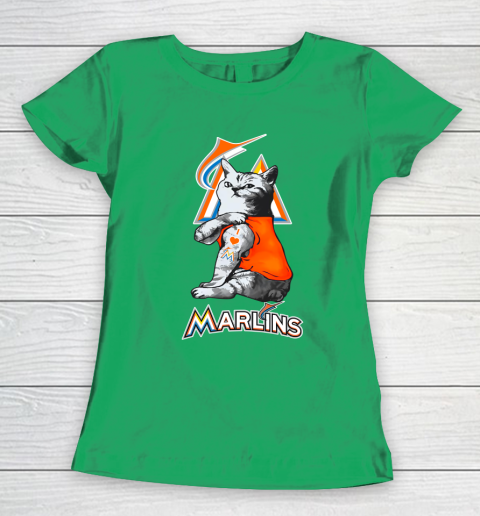 MLB Baseball My Cat Loves Miami Marlins Women's T-Shirt 5