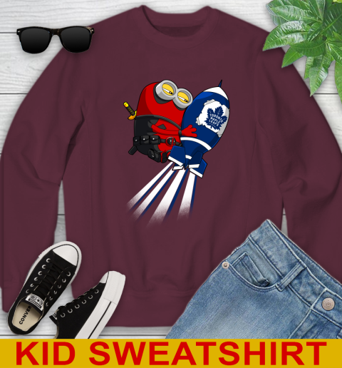 NHL Hockey Toronto Maple Leafs Deadpool Minion Marvel Shirt Youth Sweatshirt 4