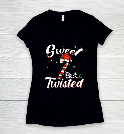 Sweet But Twisted Funny Christmas Candy Cane Xmas Holiday Women's V-Neck T-Shirt