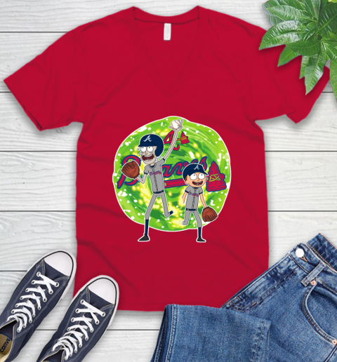 MLB Atlanta Braves Rick And Morty Baseball Sports V-Neck T-Shirt 8
