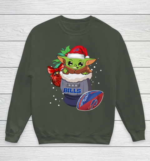 Buffalo Bills Christmas Baby Yoda Star Wars Funny Happy NFL Youth Sweatshirt 10