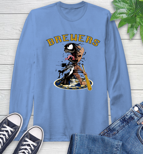 MLB Milwaukee Brewers Baseball Venom Groot Guardians Of The Galaxy Long Sleeve T-Shirt 11