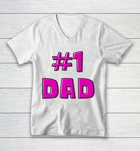 #1 Dad, WORLD'S BEST DAD  Happy Fathers Day V-Neck T-Shirt