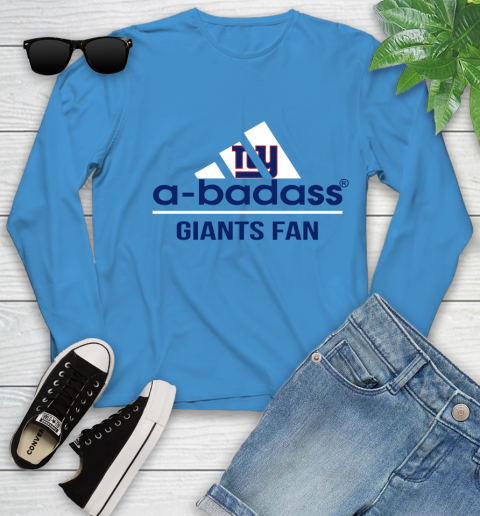 NFL A Badass New York Giants Fan Adidas Football Sports Youth Long Sleeve 8