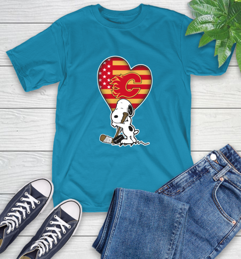Calgary Flames NHL Hockey The Peanuts Movie Adorable Snoopy T-Shirt 8