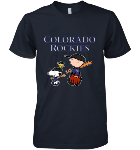 Colorado Rockies Let's Play Baseball Together Snoopy MLB Premium Men's T-Shirt