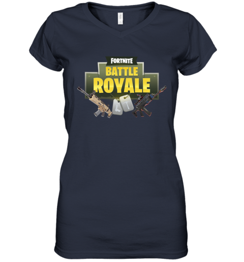 lcrm fortnite battle royale logo with assault rifle shirts women v neck t shirt 39 front navy