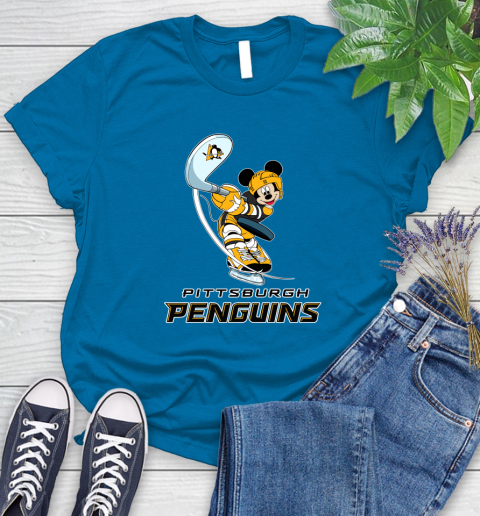NHL Hockey Pittsburgh Penguins Cheerful Mickey Mouse Shirt Women's T-Shirt 8