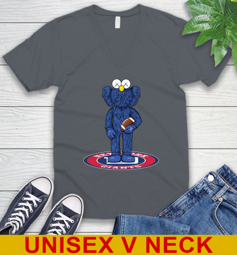 NFL Football New York Giants Kaws Bff Blue Figure Shirt V-Neck T-Shirt 5