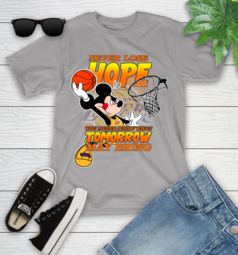 Los Angeles Lakers NBA Basketball Mickey Disney Never Lose Hope Youth T-Shirt 4