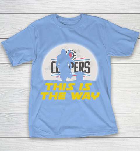LA Clippers NBA Basketball Star Wars Yoda And Mandalorian This Is The Way Youth T-Shirt 8