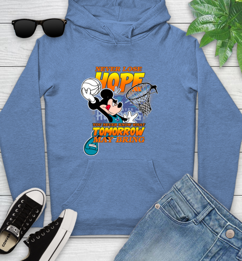 Charlotte Hornets NBA Basketball Mickey Disney Never Lose Hope Youth Hoodie 13