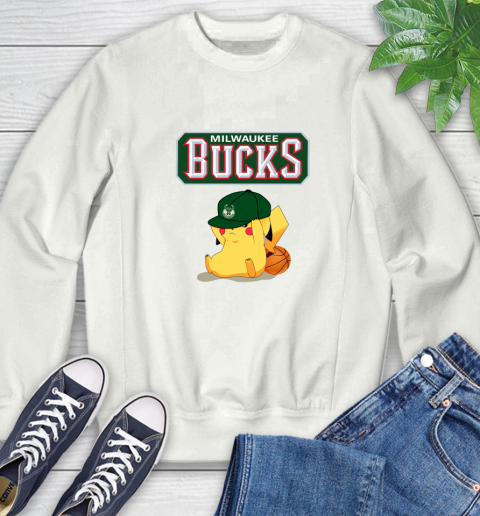 NBA Pikachu Basketball Sports Milwaukee Bucks Sweatshirt