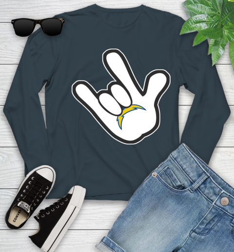 San Diego Chargers NFL Football Mickey Rock Hand Disney Youth Long Sleeve 8