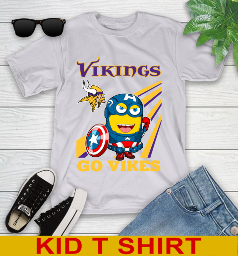 NFL Football Minnesota Vikings Captain America Marvel Avengers Minion Shirt Youth T-Shirt 4