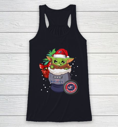 Columbus Blue Jackets Christmas Baby Yoda Star Wars Funny Happy NHL Racerback Tank 8