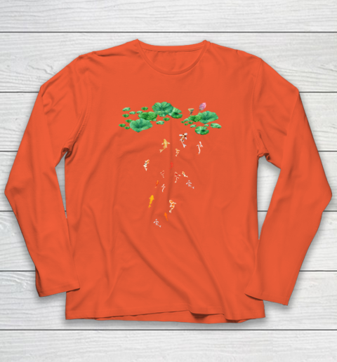Watercolor Japanese Koi Fish Goldfish Lily Pad Lotus Leaf Beauty Long Sleeve T-Shirt 3