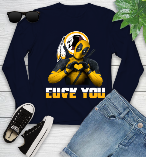 NHL Washington Redskins Deadpool Love You Fuck You Football Sports Youth Long Sleeve 2