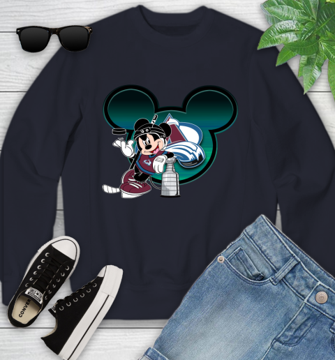 NHL Colorado Avalanche Stanley Cup Mickey Mouse Disney Hockey T Shirt Youth Sweatshirt 3