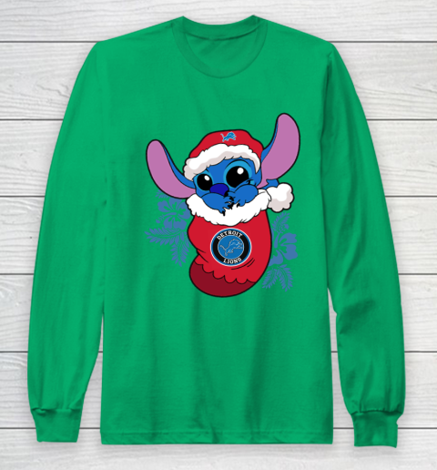 Detroit Lions Christmas Stitch In The Sock Funny Disney NFL Long Sleeve T-Shirt 7