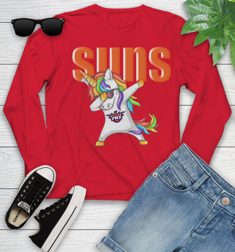 Phoenix Suns NBA Basketball Funny Unicorn Dabbing Sports Youth Long Sleeve 11