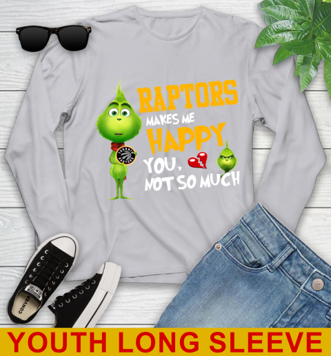 NBA Toronto Raptors Makes Me Happy You Not So Much Grinch Basketball Sports Youth Long Sleeve 5