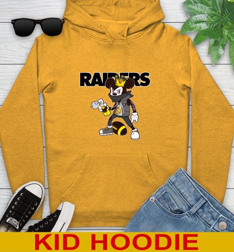 Oakland Raiders NFL Football Mickey Peace Sign Sports Youth Hoodie 3