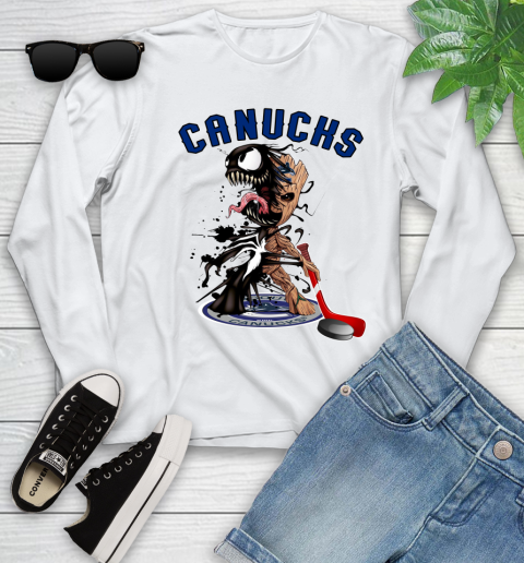 NHL Vancouver Canucks Hockey Venom Groot Guardians Of The Galaxy Youth Long Sleeve