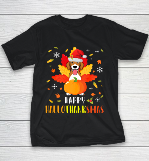 Beagle Dog Happy Halloween Thanksgiving Merry Christmas Youth T-Shirt