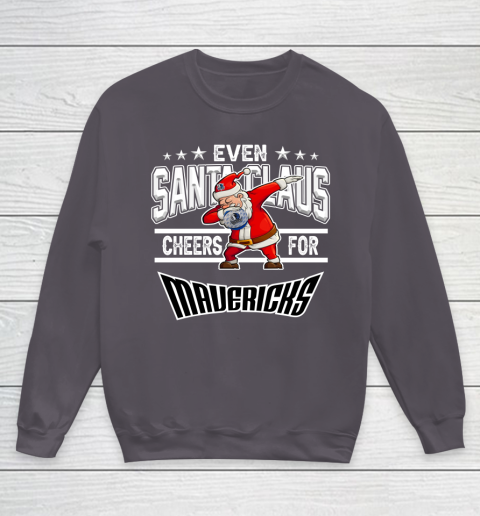 Dallas Mavericks Even Santa Claus Cheers For Christmas NBA Youth Sweatshirt 5