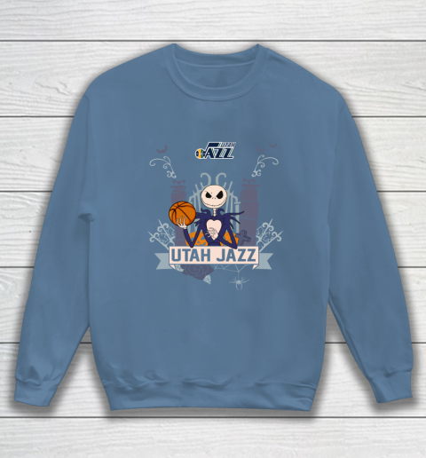 NBA Utah Jazz Basketball Jack Skellington Halloween Sweatshirt 6