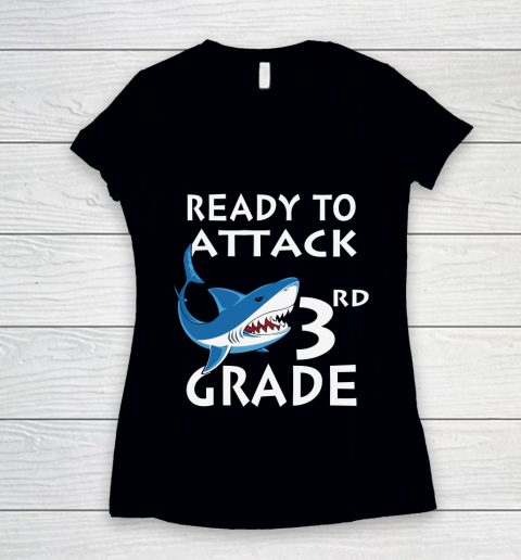 Back To School Shirt Ready to attack 3rd grade 1 Women's V-Neck T-Shirt