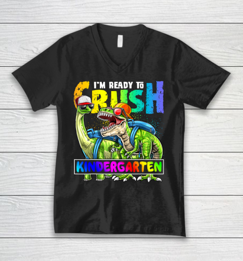 Next Level t shirts I m Ready To Crush Kindergarten T Rex Dino Holding Pencil Back To School V-Neck T-Shirt