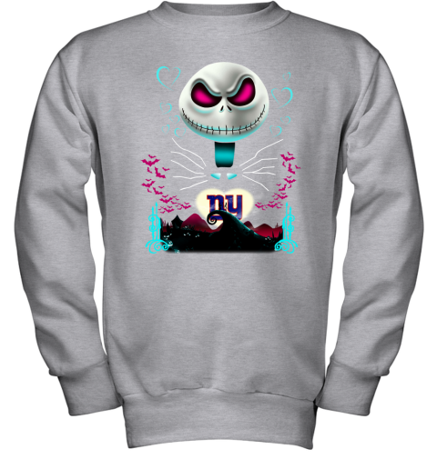 NFL New York Giants Jack Skellington Sally The Nightmare Before Christmas Football 9zNSMVjY4X4 youth sweatshirt 47 95 151514 front sport grey