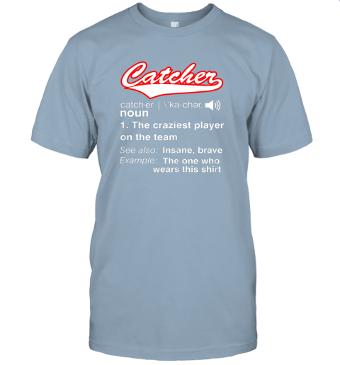 wxpk softball baseball catcher shirtvintage funny definition jersey t shirt 60 front light blue